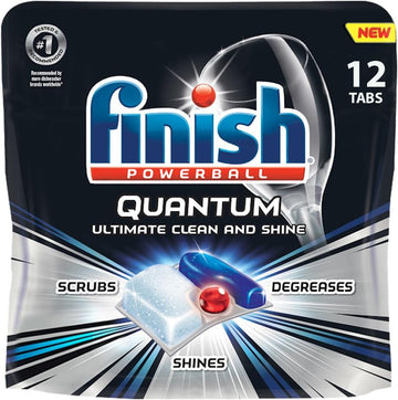 Finish Quantum Max Powerball, 96ct, Dishwasher Detergent Tablets, Ultimate Clean & Shine (8X12ct)