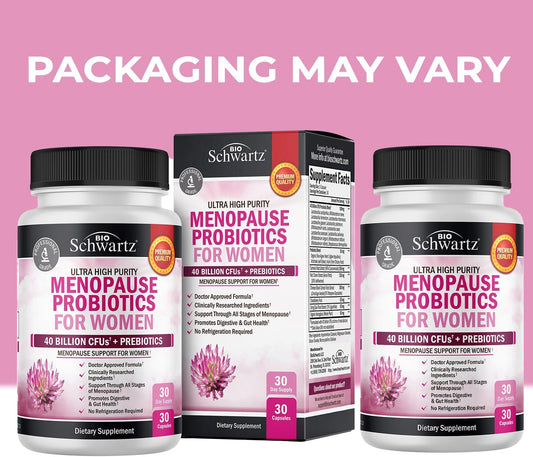 Menopause Supplements For Women - 40 Billion Cfu Menopause Probiotics For Women - Menopause Relief For Hot Flashes Night Sweats Mood Swings And Hormone Balance - Non-Gmo, 30 Count, 30 Servings