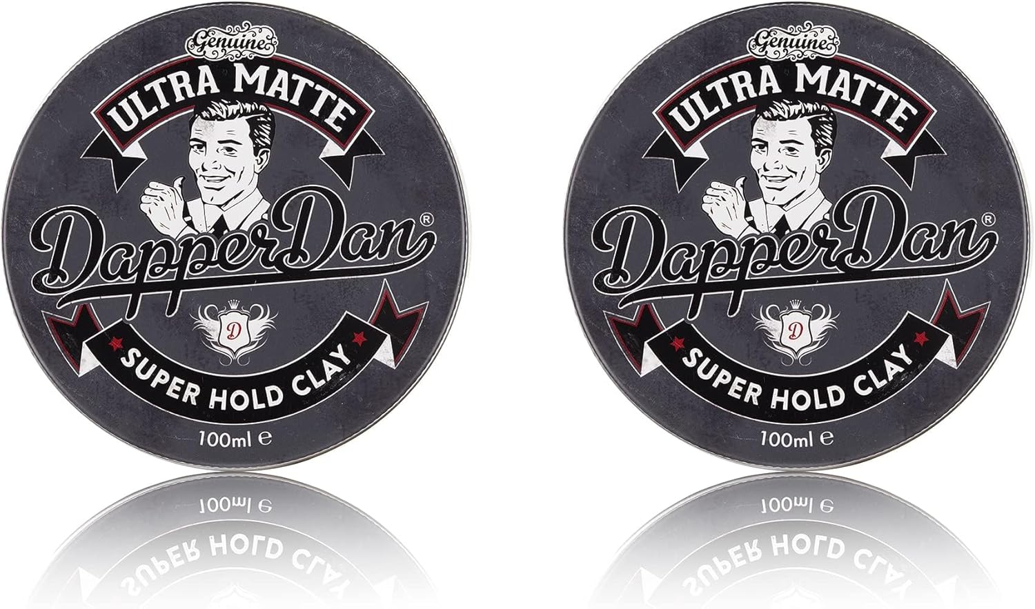 Dapper Dan Ultra Matte Hair Clay, Super Hold Hair Clay For Men, Long Lasting, Extra Strong Clay With Easy Application, Gently Fragranced, 2 X 100Ml