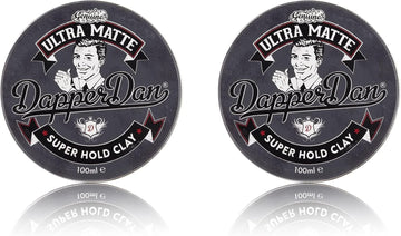 Dapper Dan Ultra Matte Hair Clay, Super Hold Hair Clay For Men, Long Lasting, Extra Strong Clay With Easy Application, Gently Fragranced, 2 X 100Ml