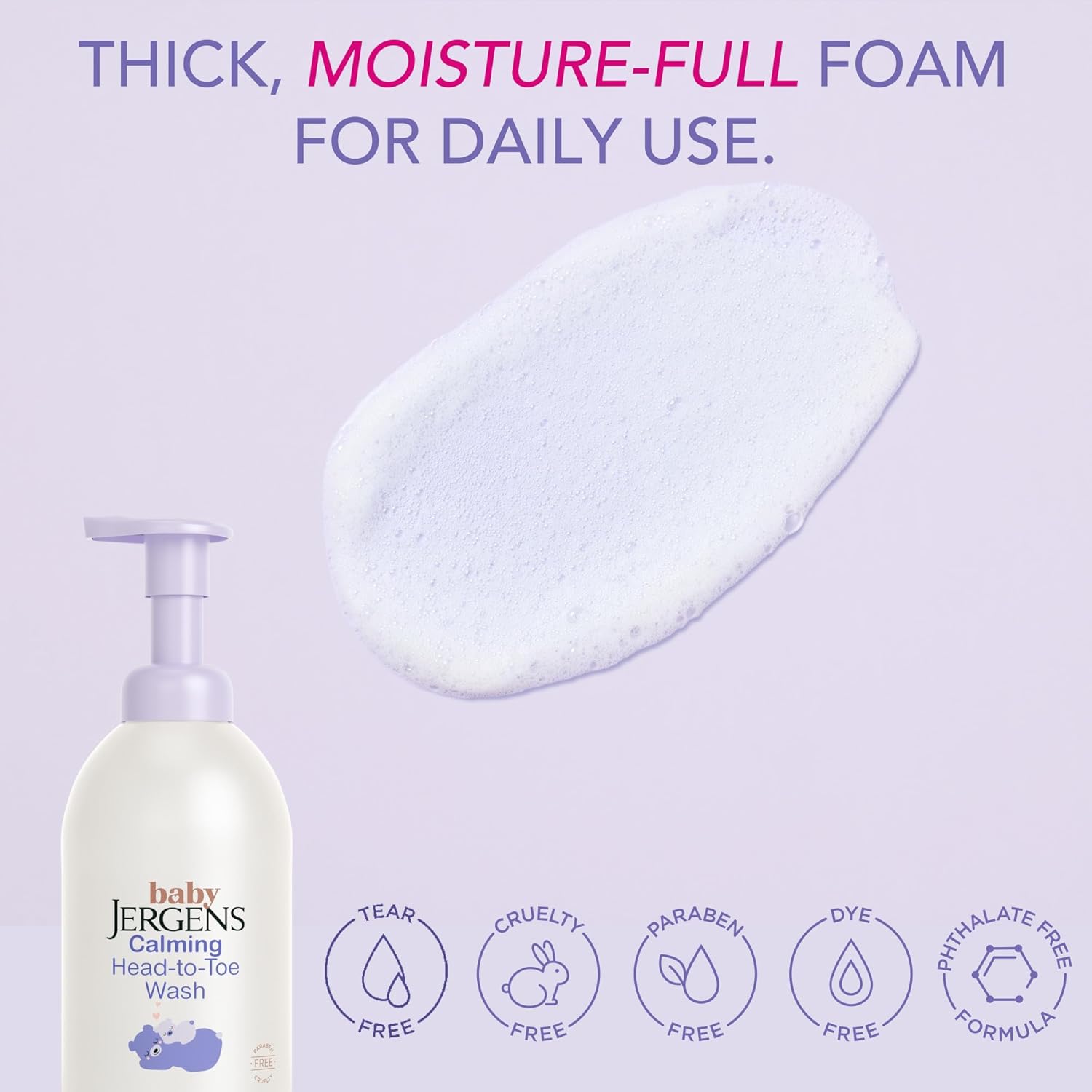 Jergens Baby Calming Head To Toe Foaming Wash, Baby Shampoo And Body Wash, Shampoo Tear Free, Kids Foaming Body Wash, 18 Fl Oz : Baby