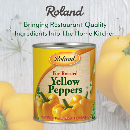 Roland Foods Fire Roasted Yellow Peppers, 28 Ounce Can, Pack of 4