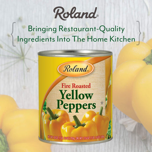 Roland Foods Fire Roasted Yellow Peppers, 28 Ounce Can, Pack Of 4