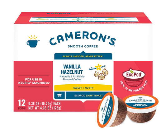 Cameron's Coffee Single Serve Pods, Flavored, Vanilla Hazelnut, 12 Count (Pack of 6)