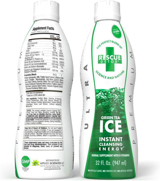 Rescue Detox ICE - Green Tea Flavor - 32oz | Works in 90 Minutes Up to 5 Hours