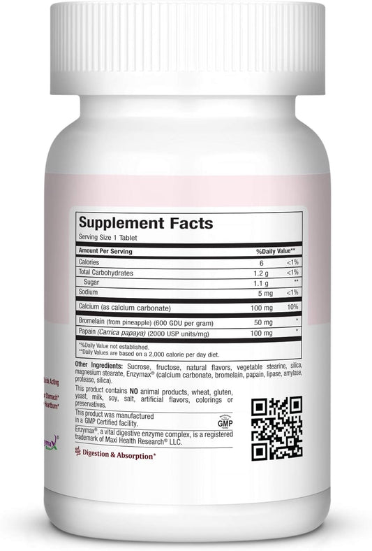 Maxi Health Chewable Digest - Natural Digestive Enzymes With Bromelain And Calcium- Quick-Acting - 90 Chewables - Kosher - Supports Healthy Digestion And Joint Comfort For Men & Women