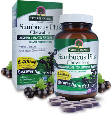 Nature'S Answer Sambucus Chewables 60 Count | Non Gmo | Gluten Free| Vegan | Great Tasting |Made In The Usa | Immune Support | Elderberry Antioxidant | Daily Immune Boost
