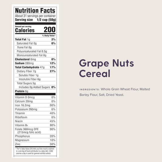 Post Grape Nuts The Original Non Gmo Cereal, 64 oz Box (Pack of 8)