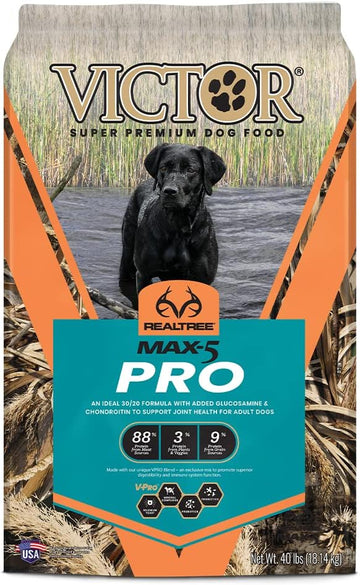 Victor Super Premium Dog Food – Realtree Max-5 Pro Dry Dog Food – 30% Protein, Gluten Free For Active Adult Dogs, 40Lb