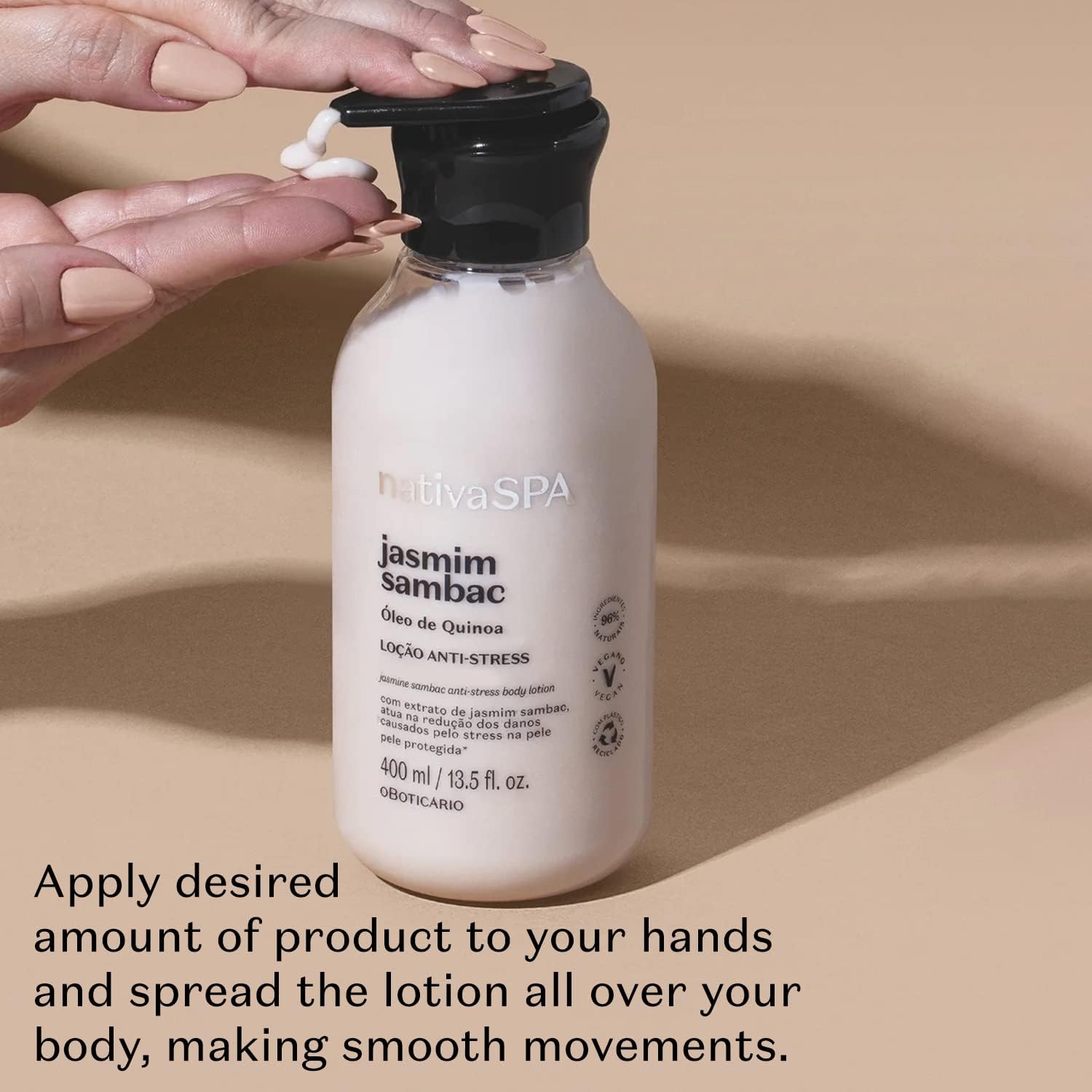 Nativa Spa By O Boticario Jasmin Sambac Anti-Stress Body Lotion, Fragranced Moisturizer Enriched With Purified Quinoa Drops To Boost Hydration, 13.5 Ounce (400Ml) : Beauty & Personal Care