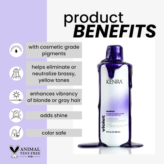 Kenra Violet Shampoo | Eliminates Brassy Tones | Purple Pigment + Deposit | Neutralizes Yellow | Moisturizes Processed Hair | Enhances Vibrancy Of Blonde Or Gray Hair | Color Safe