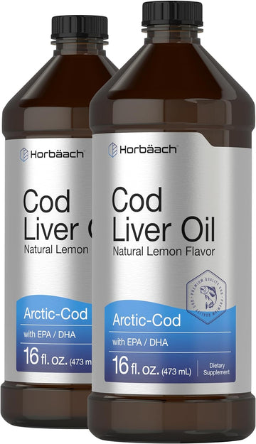 Arctic Cod Liver Oil with EPA/DHA | 2 x 16 fl oz | Natural Lemon Flavo