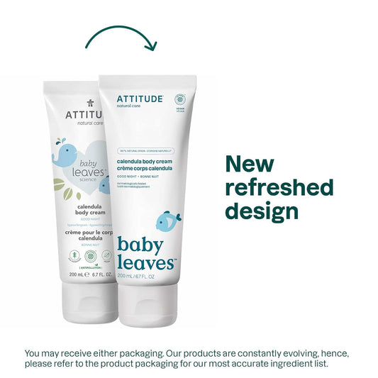ATTITUDE Body Cream for Baby, EWG Verified, Made with Naturally Derived Ingredients, Vegan, Good Night, 6.7 Fl Oz