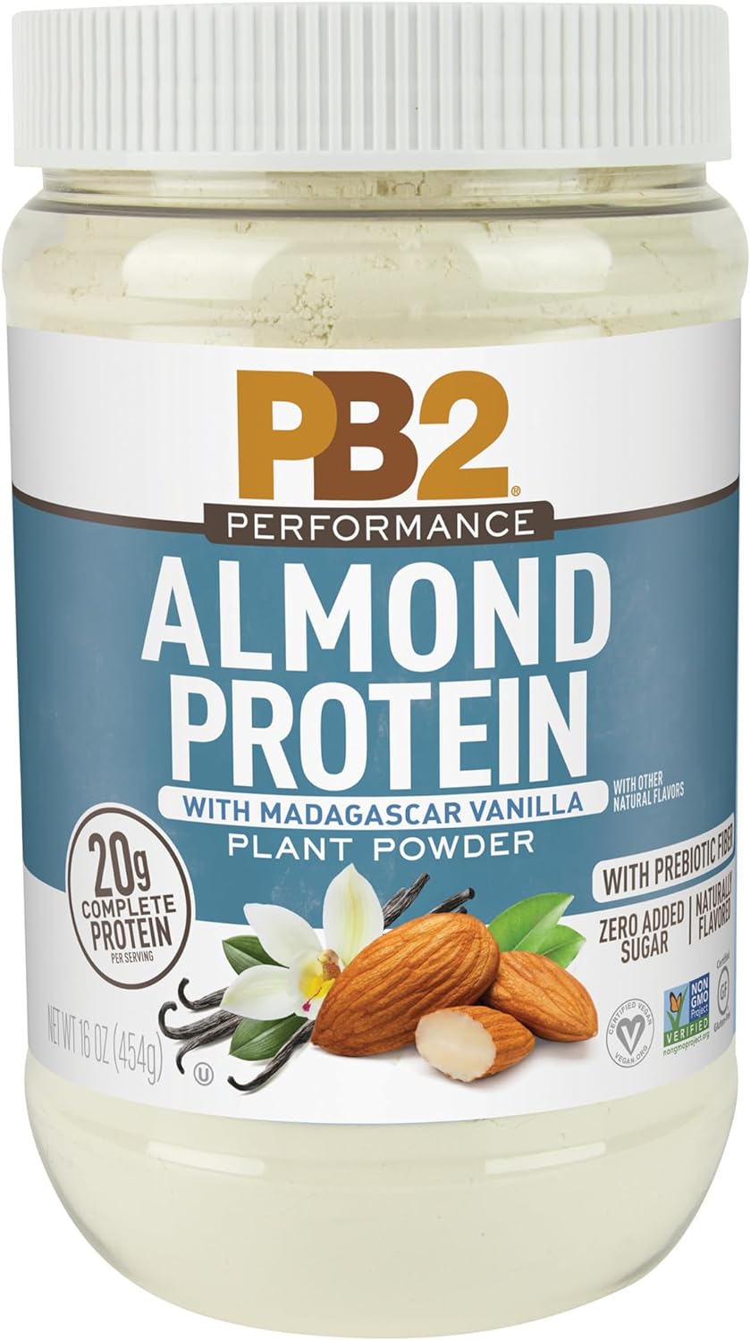 PB2 Performance Almond Protein Powder with Madagascar Vanilla ? [1 lb/16 oz Jar] ? 20g of Vegan Plant Based Protein Powder, Non GMO, Gluten Free, Non Dairy