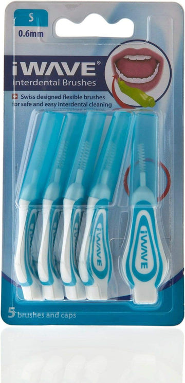 Iwave Interdental Brushes Fine Size 0.6 Mm Blue Pack Of 5 – Interdental Cleaning Brushes For Total Teeth Cleaning Plaque Removal Tool