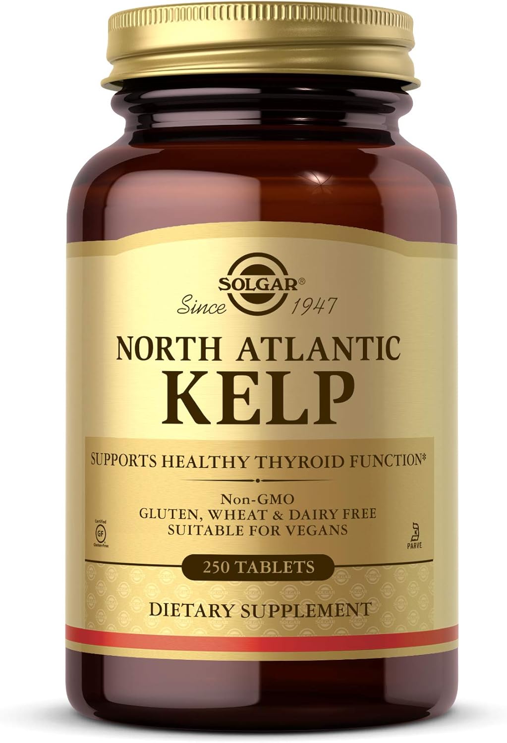 Solgar North Atlantic Kelp, 250 Tablets - Natural Source Of Iodine - Supports Healthy Thyroid Function - Gluten Free, Dairy Free, Kosher - 250 Servings