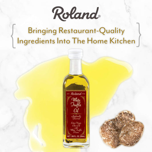 Roland Foods White Truffle Oil With Truffle Pieces, 1.86 Fl Oz Bottle, Pack Of 2