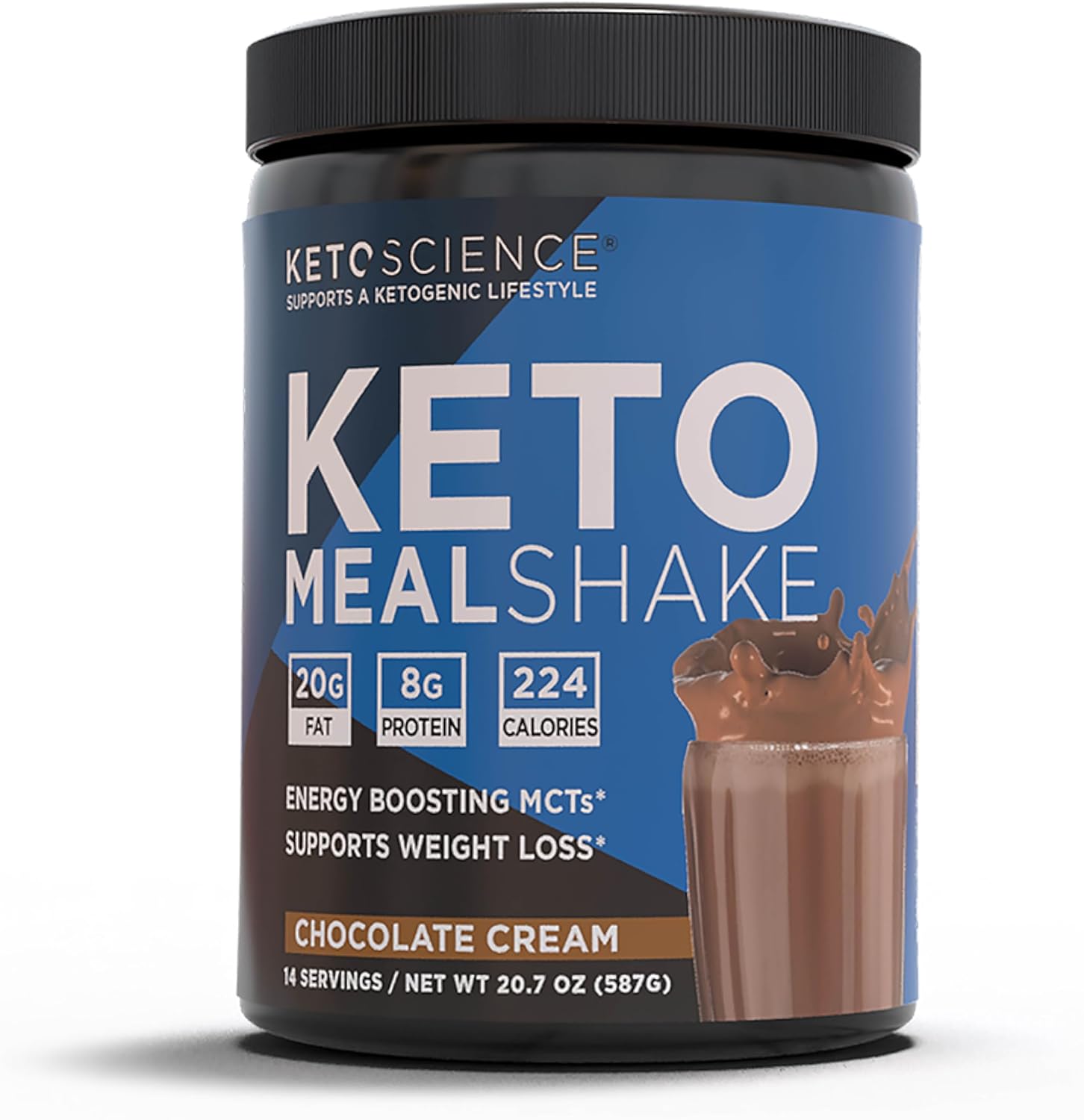 Keto Science Keto Shake Powder – Chocolate Meal Replacement With Mct Oil, Collagen, Protein – Keto Diet Supplement For Weight Loss – 14 Servings