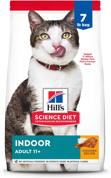 Hill'S Science Diet Indoor, Senior Adult 11+, Easy Litter Box Cleanup, Dry Cat Food, Chicken Recipe, 7 Lb Bag