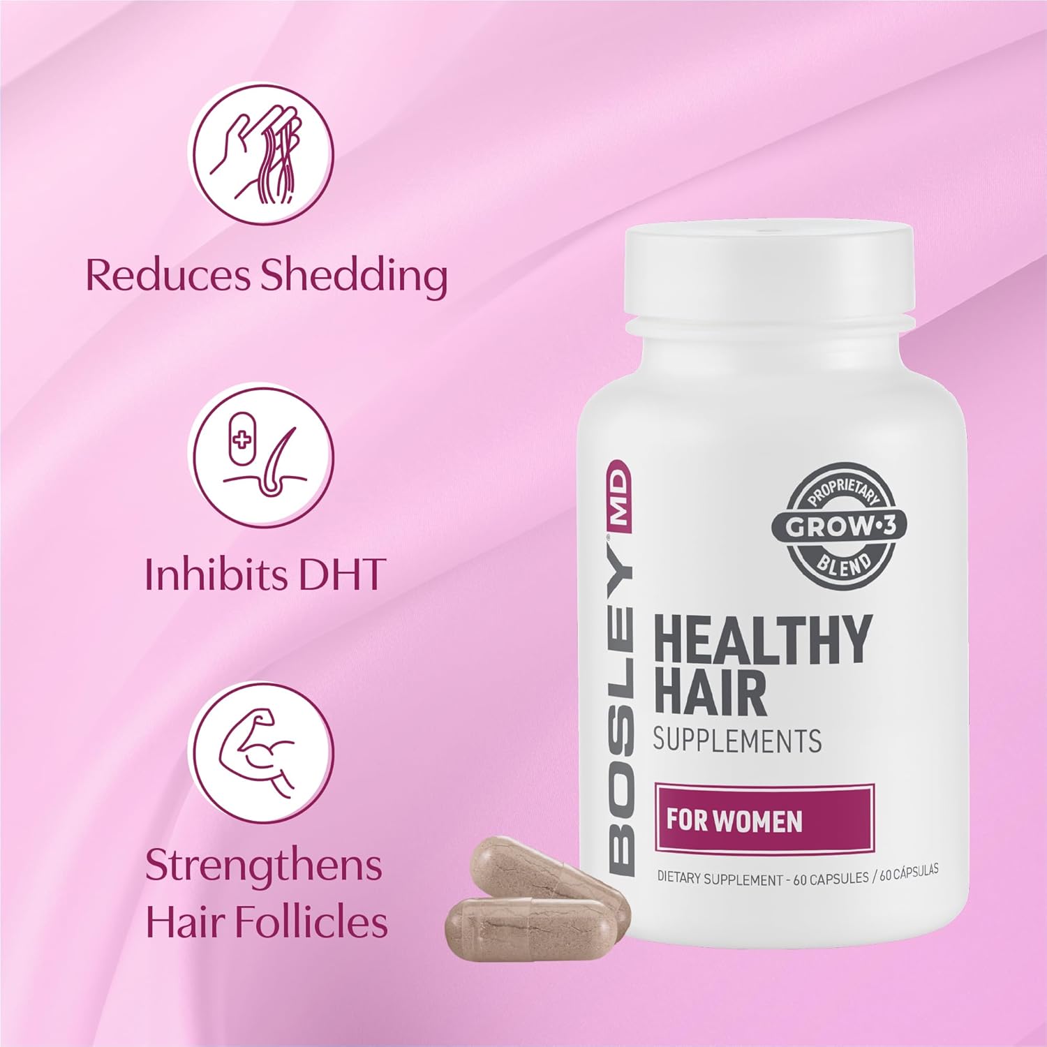Women’S Healthy Hair Growth Supplements – Dht-Blocking Botanicals With Biotin, Niacin, Zinc & L-Lysine – Rich In Vitamins & Minerals – Supports Thicker, Fuller Hair – 60 Capsules (2-Month Supply)