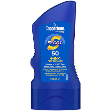 Coppertone SPORT Sunscreen SPF 50 Lotion, Water Resistant , Body Sunscreen Lotion, Travel Size , 3 Fl Oz
