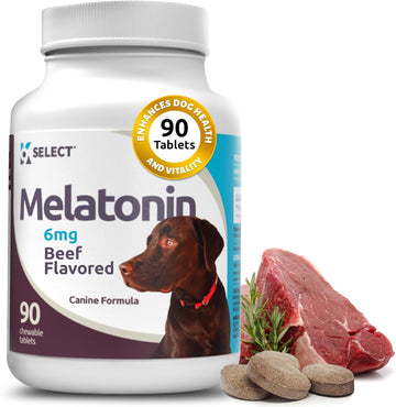 K9 Select Melatonin For Dogs - 6Mg, 90 Beef Flavored Chewable Tablets - Melatonin For Small To Large Dog Breeds - Quiet Moments & Composure Assist - Dog Melatonin Treats - Melatonin Dog Treats