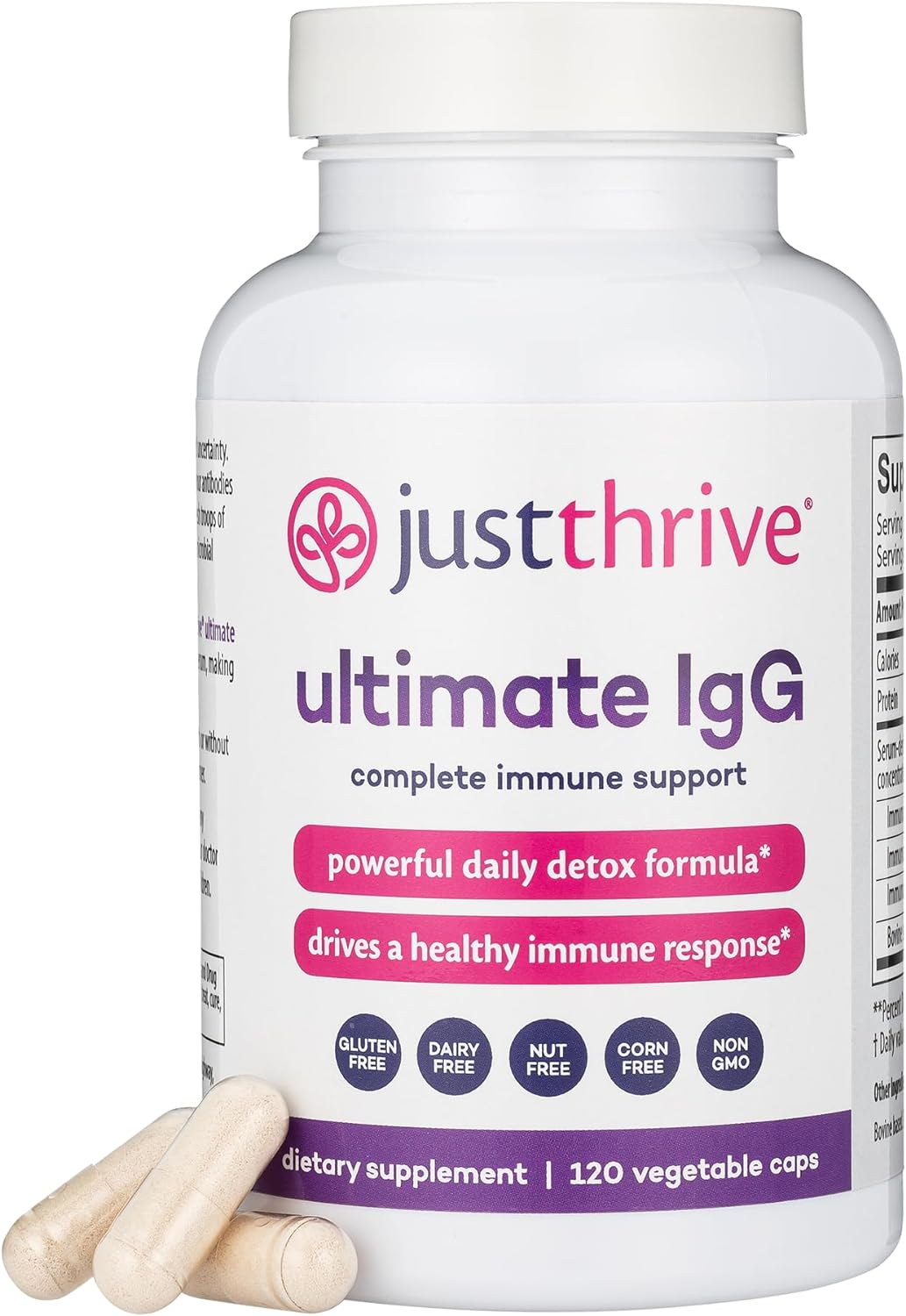 Just Thrive - Ultimate Igg - Complete Immune Support Supplement - Detox Formula, 120 Vegetable Capsules