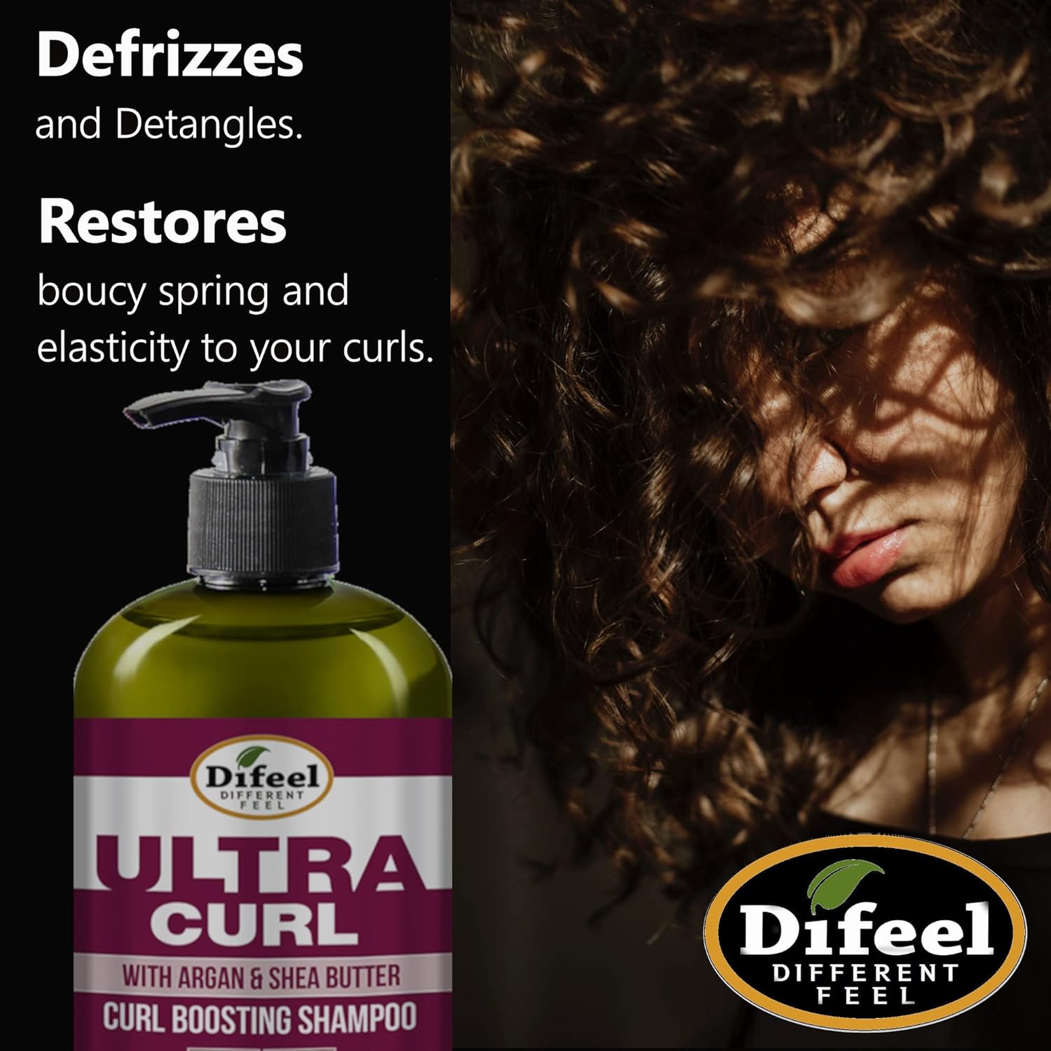 Difeel Ultra Curl with Argan & Shea Butter - Curl Boosting Shampoo 33.8 oz., Sulfate Free Shampoo Made with Natural Ingredients : Beauty & Personal Care