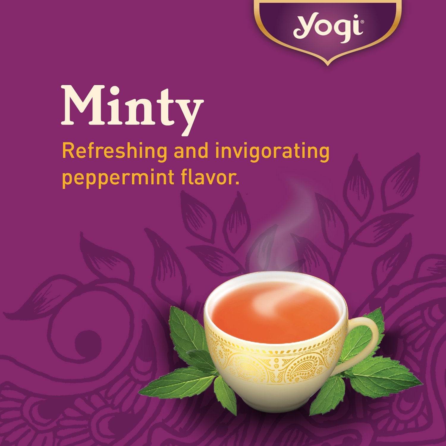 Yogi Tea Purely Peppermint Tea - 16 Tea Bags Per Pack (4 Packs) - Caffeine-Free, Organic Peppermint Tea Bags - Offers Digestive Support - Made From Organic Peppermint Leaves