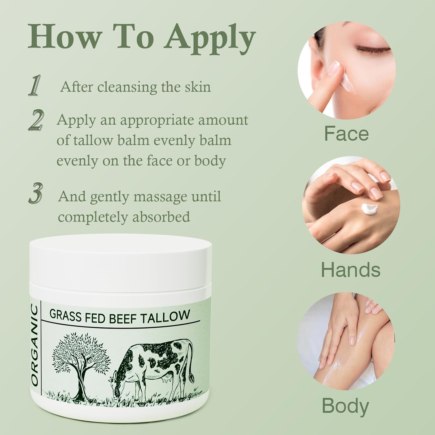 Mkzea Beef Tallow, Beef Tallow For Skin, Moisturizer For Dry Skin, Unscented Beef Tallow Blam Grass Fed Whipped Tallow Face Cream Nourishing Soothing Moisturizer Body Lotion Skin Care, 3 Packs : Beauty & Personal Care