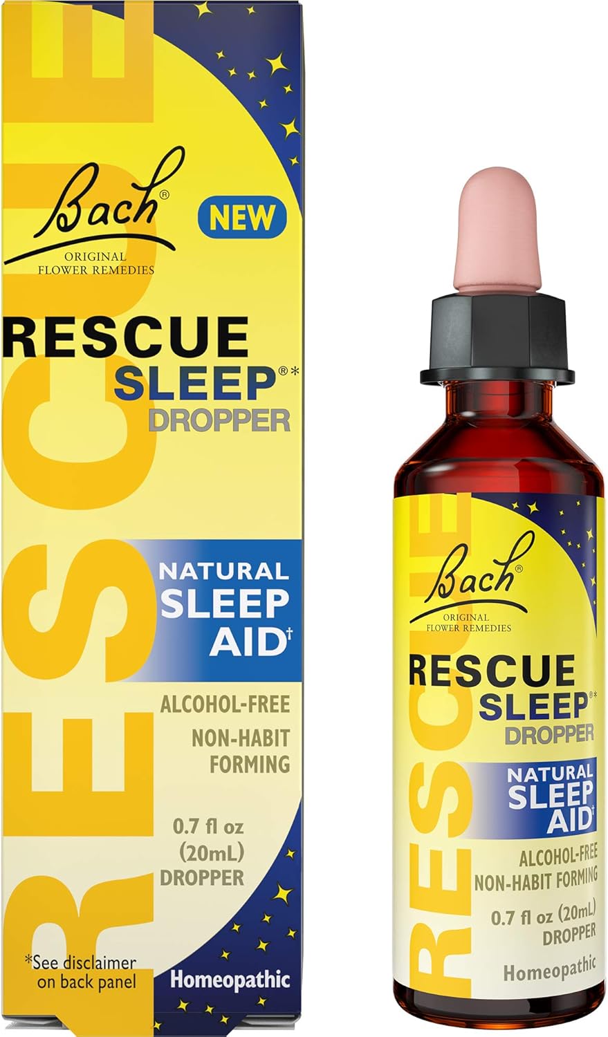 Bach Rescue Sleep Dropper 20Ml, Natural Sleep Aid, Homeopathic Flower Essence, Free Of Melatonin, Sugar, & Gluten, Family-Friendly, Non-Alcohol Formula