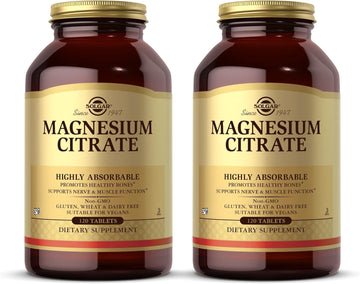 Solgar Magnesium Citrate - 120 Tablets, Pack Of 2 - Promotes Healthy Bones, Supports Nerve & Muscle Function - Highly Absorbable - Non-Gmo, Vegan, Gluten Free, Kosher - 120 Total Servings