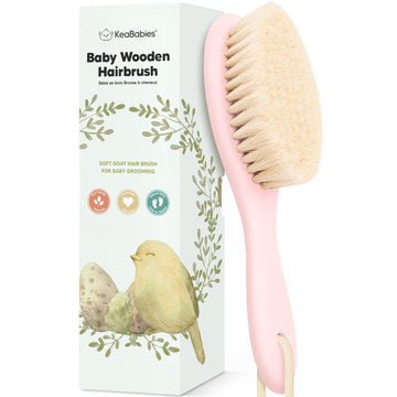 Baby Hair Brush - Baby Brush With Soft Goat Bristles, Cradle Cap Brush, Perfect Scalp Grooming Product For Infant, Toddler, Kids, Newborns, Baby Girls, Boys (Blush, Oval)