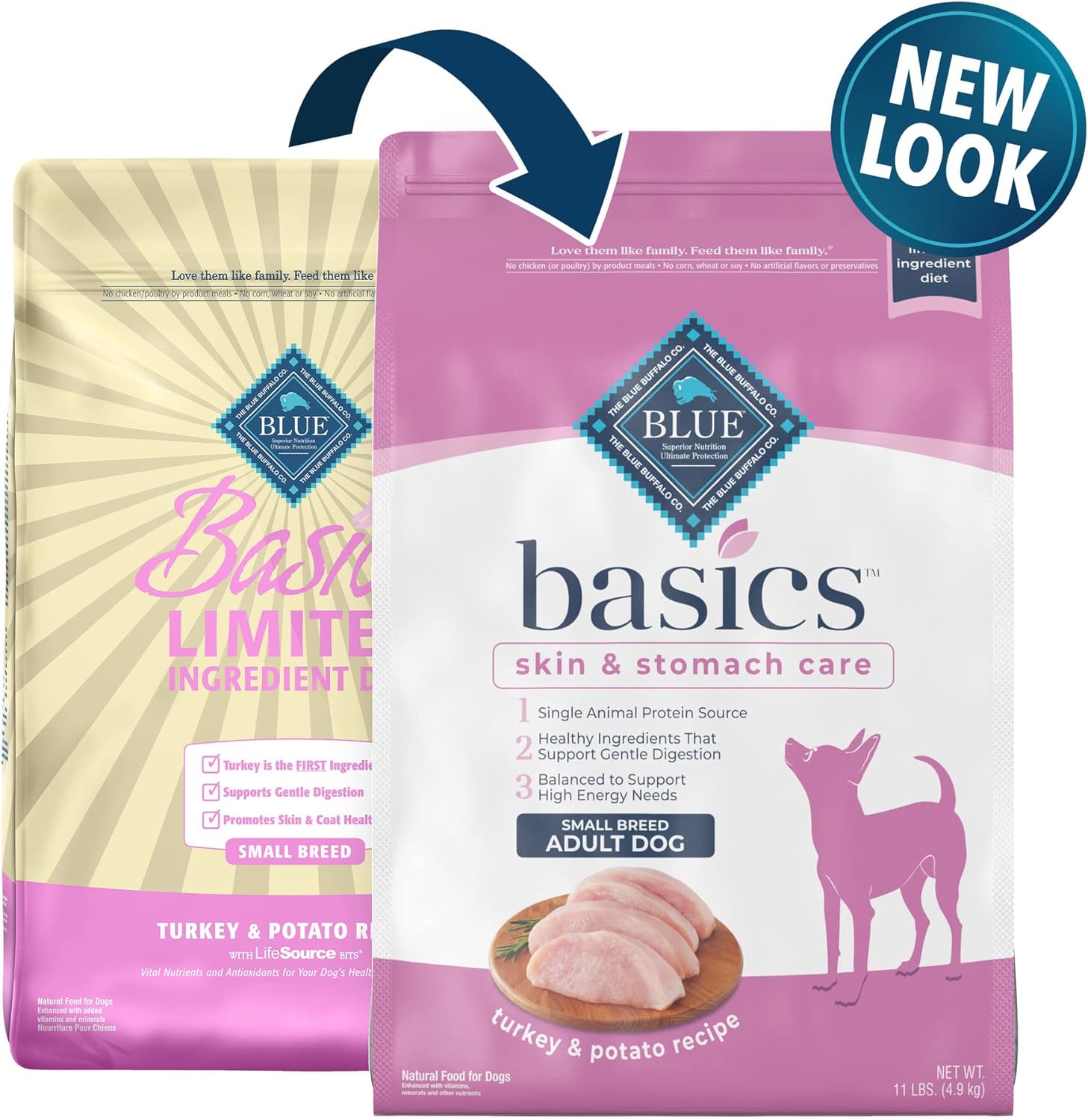 Blue Buffalo Basics Skin & Stomach Care, Natural Adult Small Breed Dry Dog Food, Turkey & Potato 11-lb