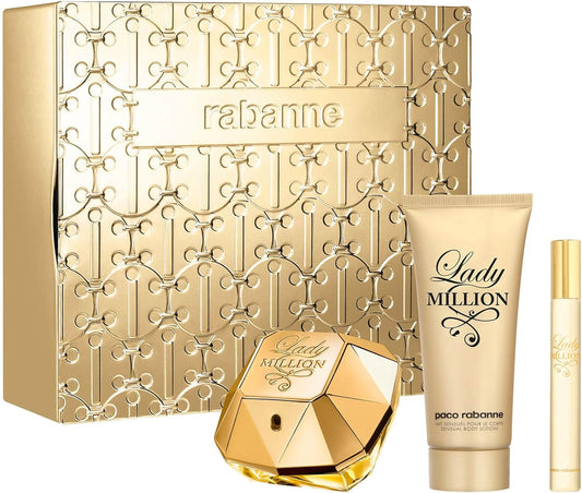 Paco Rabanne Lady Million Set 80Ml Eau De Parfum Spray+100Ml Body Lotion+10Ml Travel Spray - 1Set