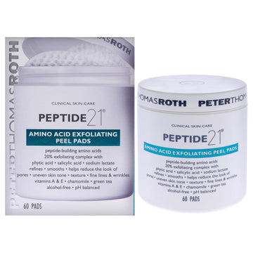 Peter Thomas Roth | Peptide 21 Amino Acid Exfoliating Peel Pads | Refines And Smooths, Helps Reduce The Look Of Pores, Uneven Skin Tone, Texture, Fine Lines And Wrinkles White 60 Count