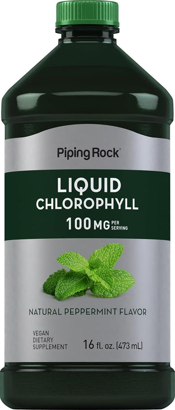 Piping Rock Chlorophyll Liquid Drops 100mg | 16 oz | Natural Peppermint Flavor | Vegetarian, Non-GMO, and Gluten Free Formula