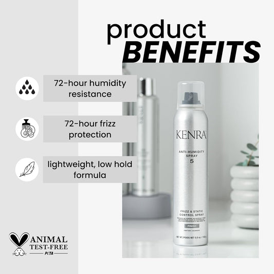 Kenra Anti-Humidity Spray 5 | Frizz & Static Control Spray |72-Hour Humidity Resistance & Protection | Lightweight, Low Hold Formula | Thermal Protection