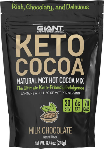 Giant Sports Keto Coffee, Instant Ketogenic Coffee Beverage Powder Mix, 6g of MCT Oil Powder per Serving, Naturally Sweetened, Sugar Free, 20 Servings