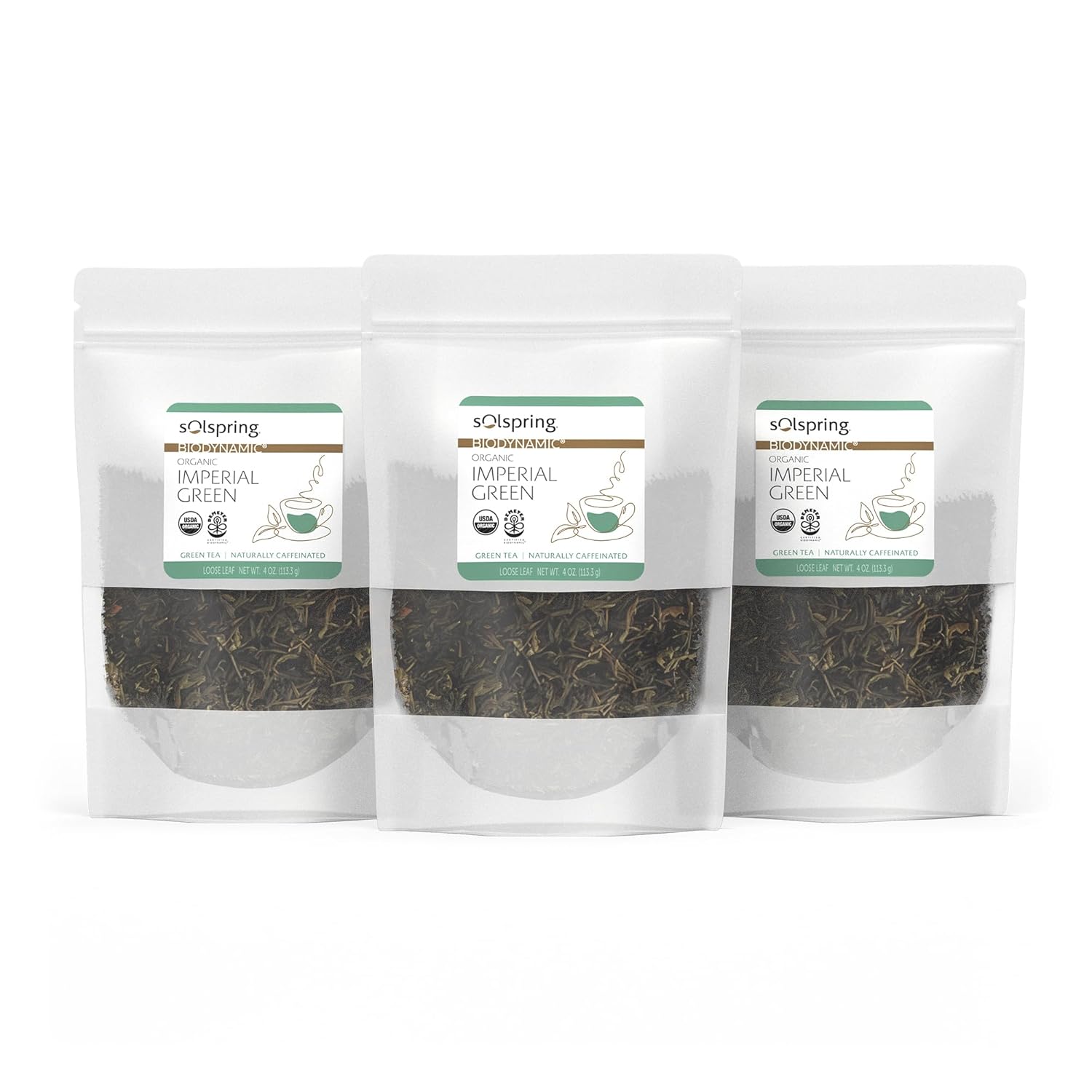 Dr. Mercola Solspring Biodynamic Organic Imperial Green Loose Leaf Tea, 4 Oz. (Pack Of 3), Naturally Caffeinated, Non Gmo, Soy Free, Gluten Free, Usda Organic, Demeter Biodynamic Certified