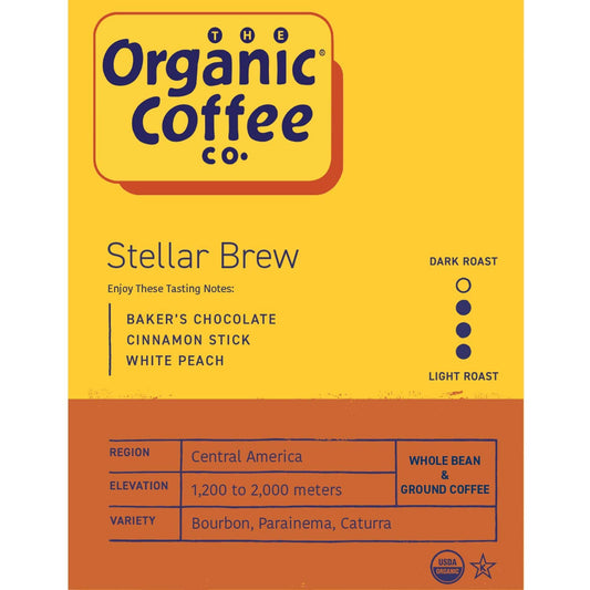 The Organic Coffee Co. Whole Bean Coffee - Steller Brew (2lb Bag), Medium Roast, USDA Organic