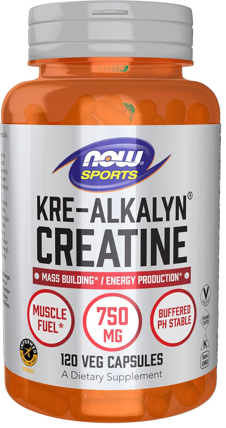 Now Foods Sports Nutrition, Kre-Alkalyn Creatine 750 Mg, Mass Building*/Energy Production*, 120 Veg Capsules