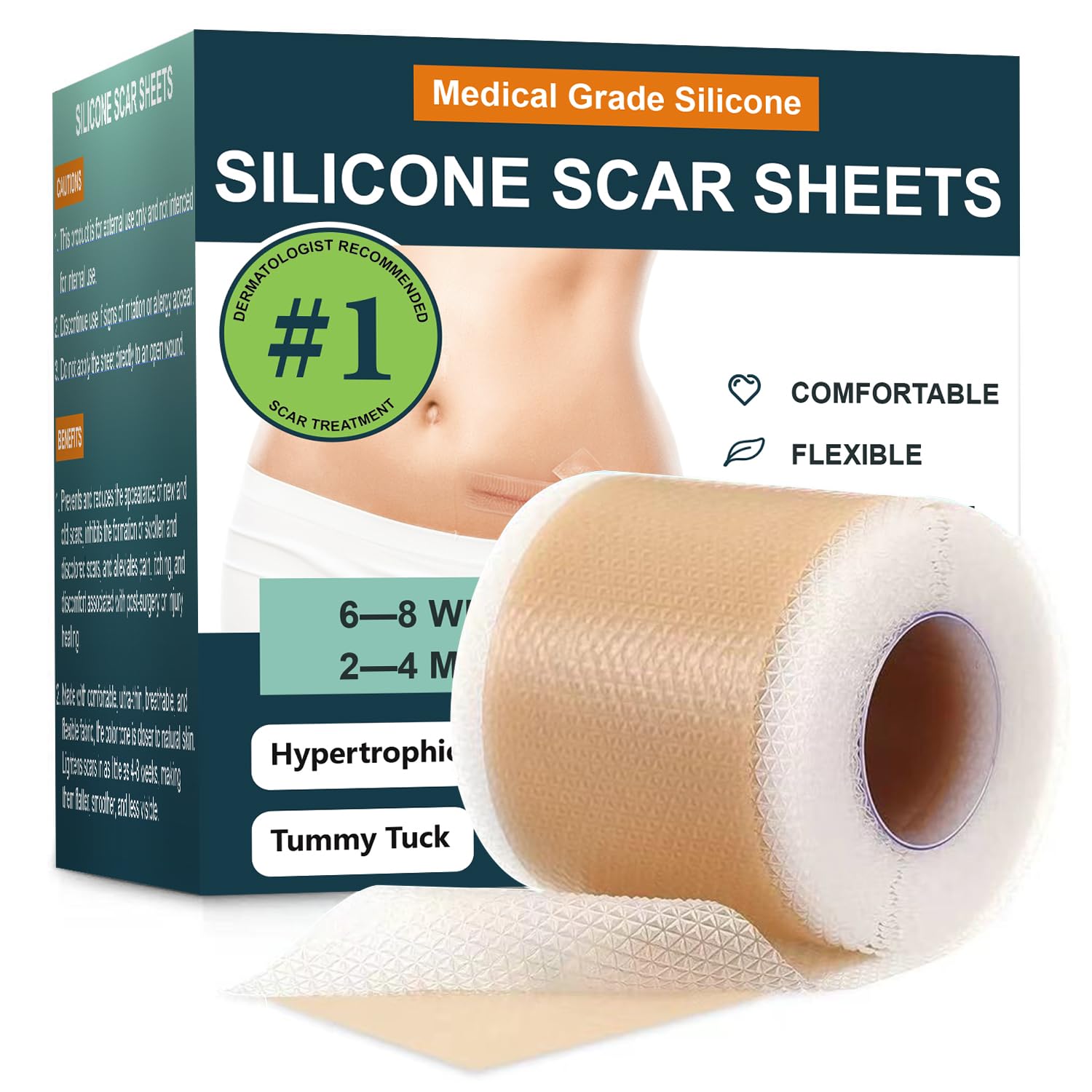 Silicone Scar Sheets,Silicone Scar Tape,Silicone Sheets For Scars,Scar Tape For Surgical Scars,Keloid Bump Removal,Scar Removal For Surgical(1.6"X 60" Roll-1.5M)