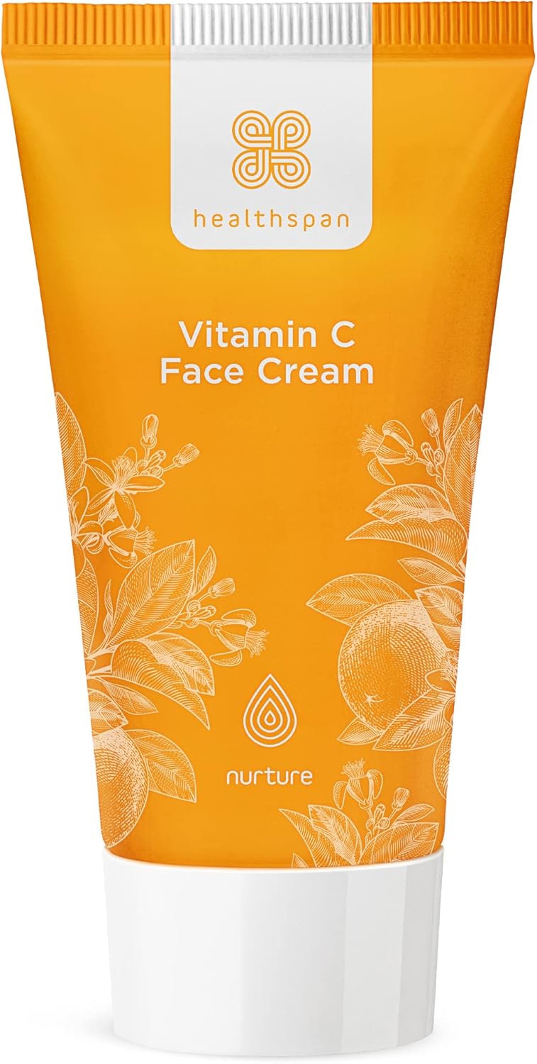 Healthspan Vitamin C Gel Face Cream (50Ml) | Triple Source Vitamin C | Vitamins A & E | Hydrate & Boost Skin Radiance | Reduce Appearance Of Fine Lines & Wrinkles | Support Collagen Formation | Vegan