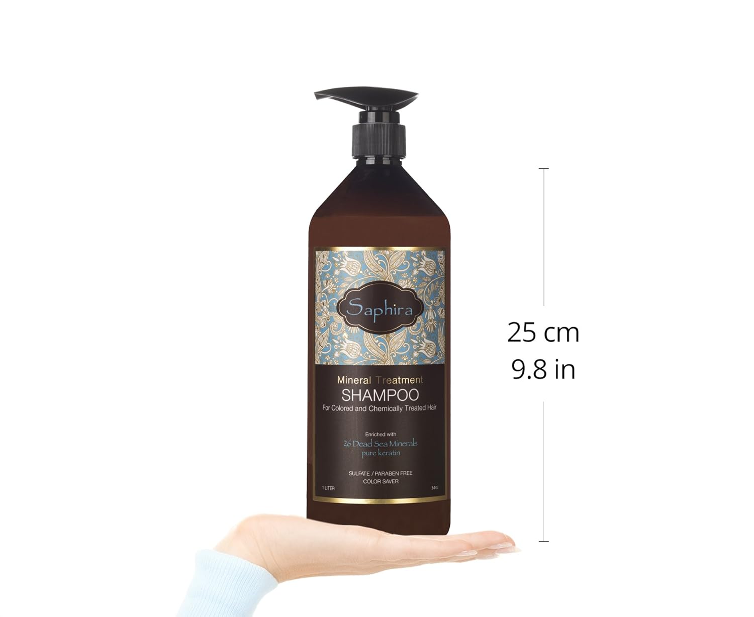 Saphira Mineral Treatment Shampoo For Fine, Thin And Color-Treated Hair, Sulfate-Free, Paraben-Free, Strengthens, Volumizes And Defines Weak And Fragile Hair, 34 Ounce, Original Packaging : Beauty & Personal Care