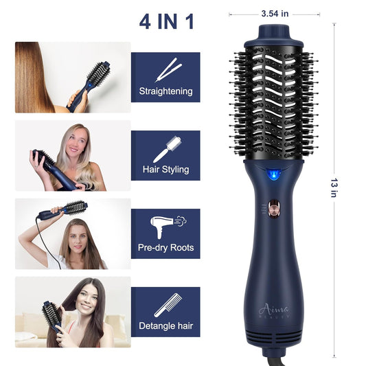 Hot Air Brush, Aima Beauty Professional One Step Hair Dryer & Volumizer 4 In 1 Upgrade Anti-Scald Negative Ionic Technology For All Hair Types, Light Green