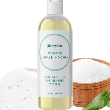 Castile Soap Liquid Unscented Cleanser - Liquid Castile Soap For Dry Sensitive Skin Care Routine And All Purpose Cleaner With Hydrating Glycerin For Hair And Skin - Hair Face And Body Soap Liquid