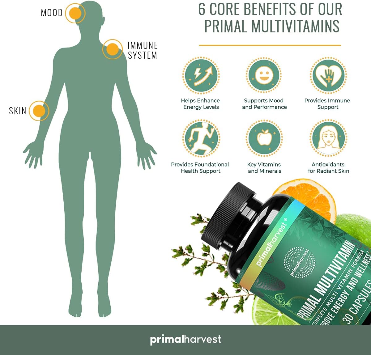 Primal Harvest Gut Restore & Multivitamin Supplements for Women and Men Multi Vitamin Capsules and Colon Cleanse Pills Bundle : Health & Household