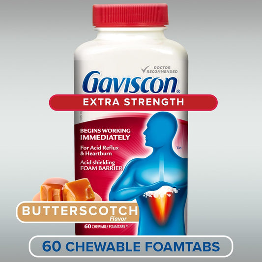 Gaviscon Extra Strength Butterscotch Antacid Tablets 60 Count