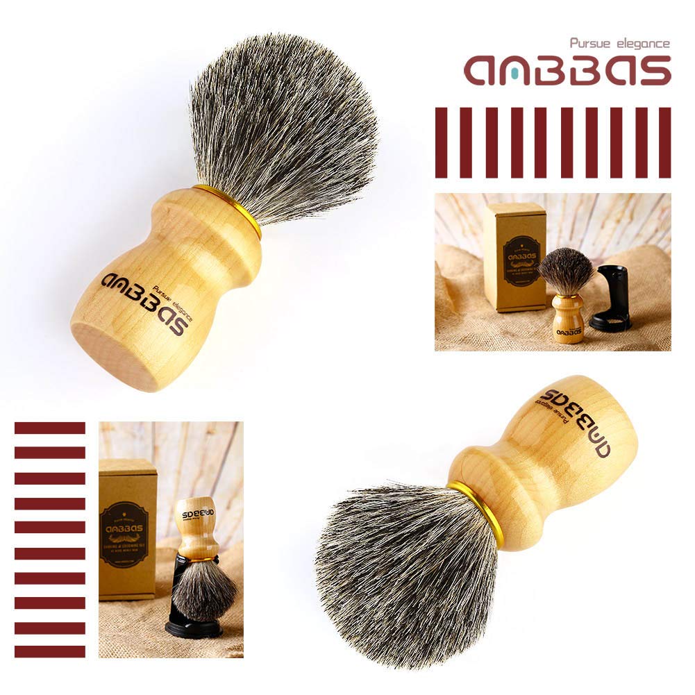 Anbbas Badger Shaving Brush And Stand,Black Wood Handle Brush With Contracted Design Resin Shaving Stand,2In1 Kit For Men Clsoe Shave : Beauty & Personal Care